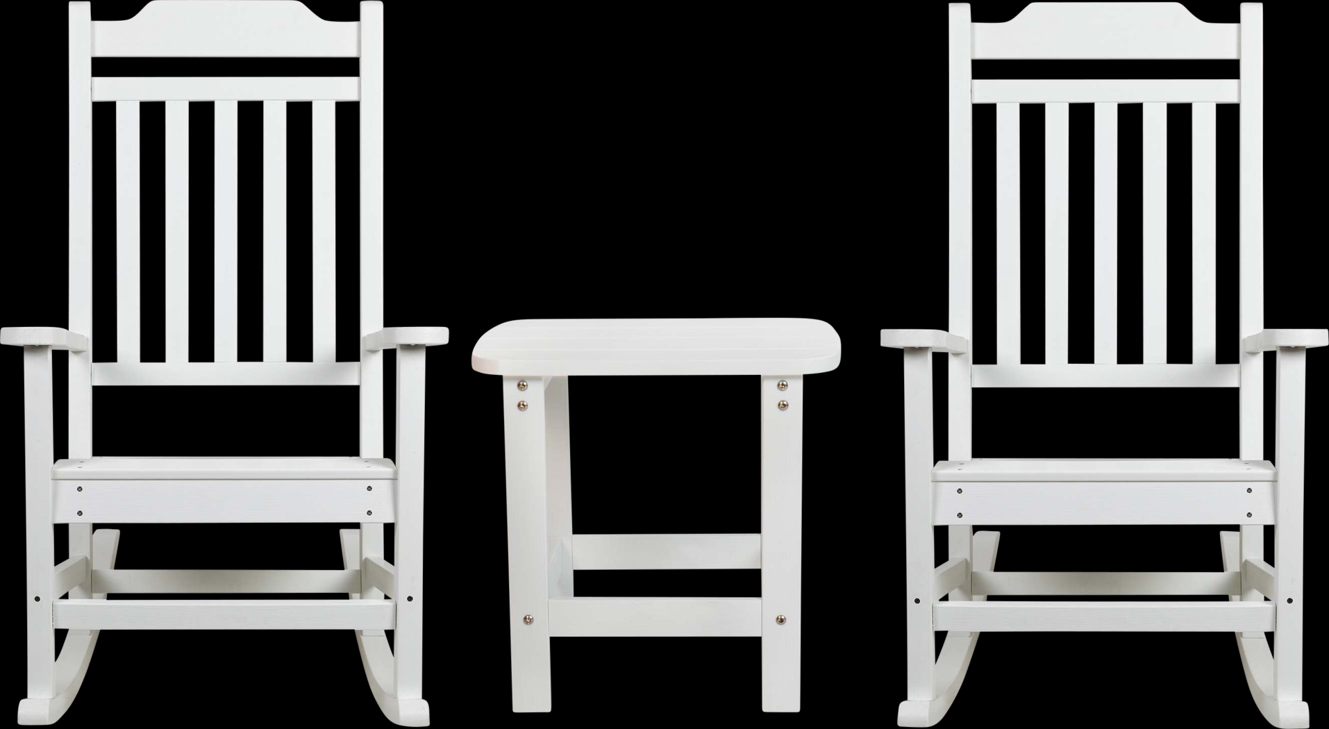 Outdoor Winnie Elle White Rocking Chairs and Accent Table - Thumbnail - Image 1