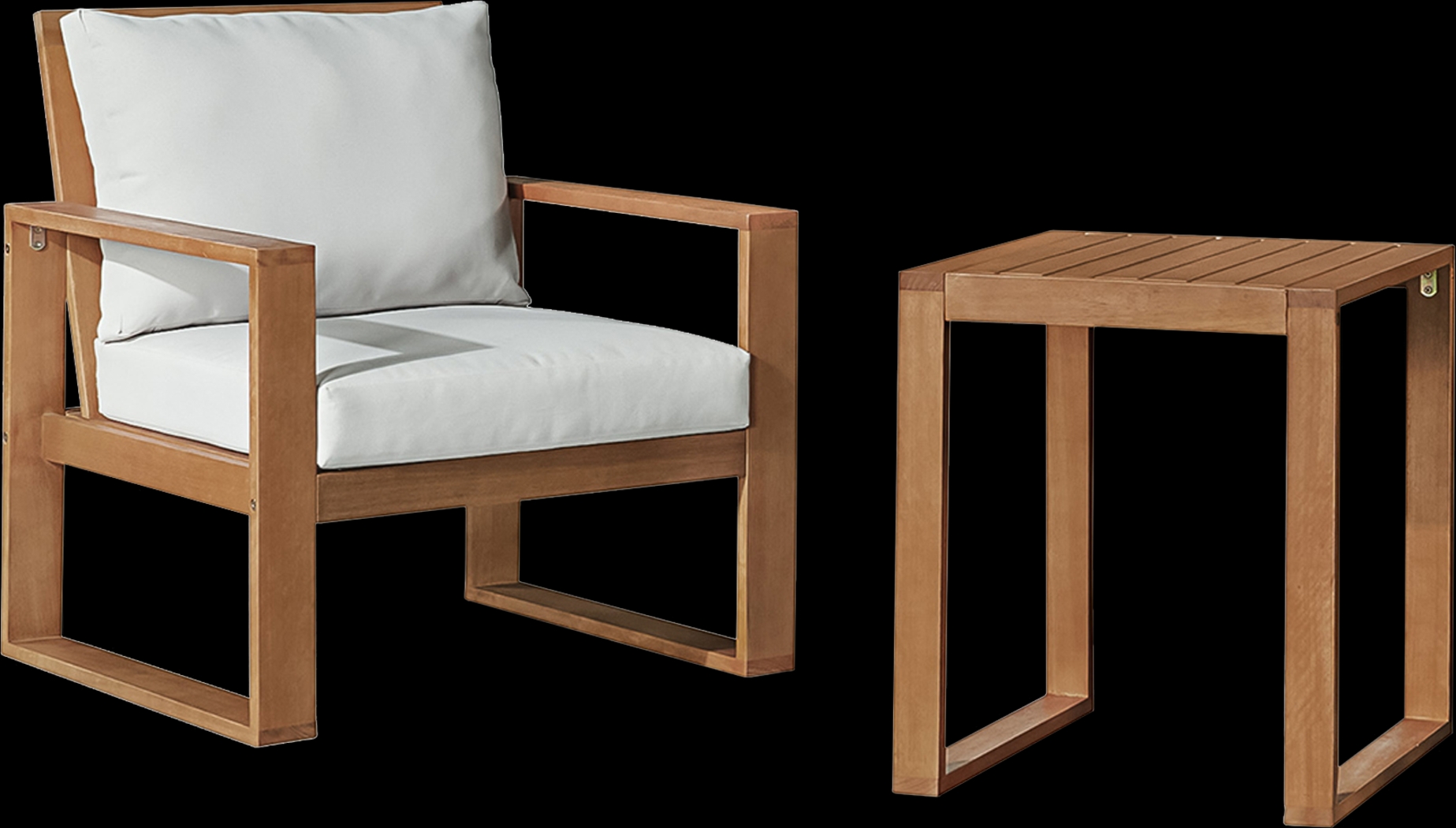 Outdoor Woodlen Brown Dining Chair and Cocktail Table Set - Thumbnail - Image 1