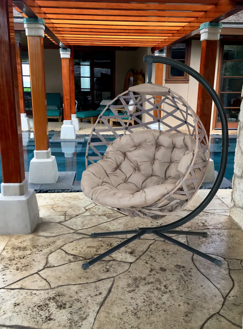 Outdoor Zabolio Beige Loveseat Outdoor Wynnmeadow Beige Hanging Chair - Thumbnail - Image 8