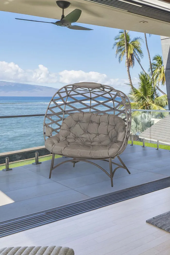 Outdoor Zabolio Beige Loveseat - Thumbnail - Image 11