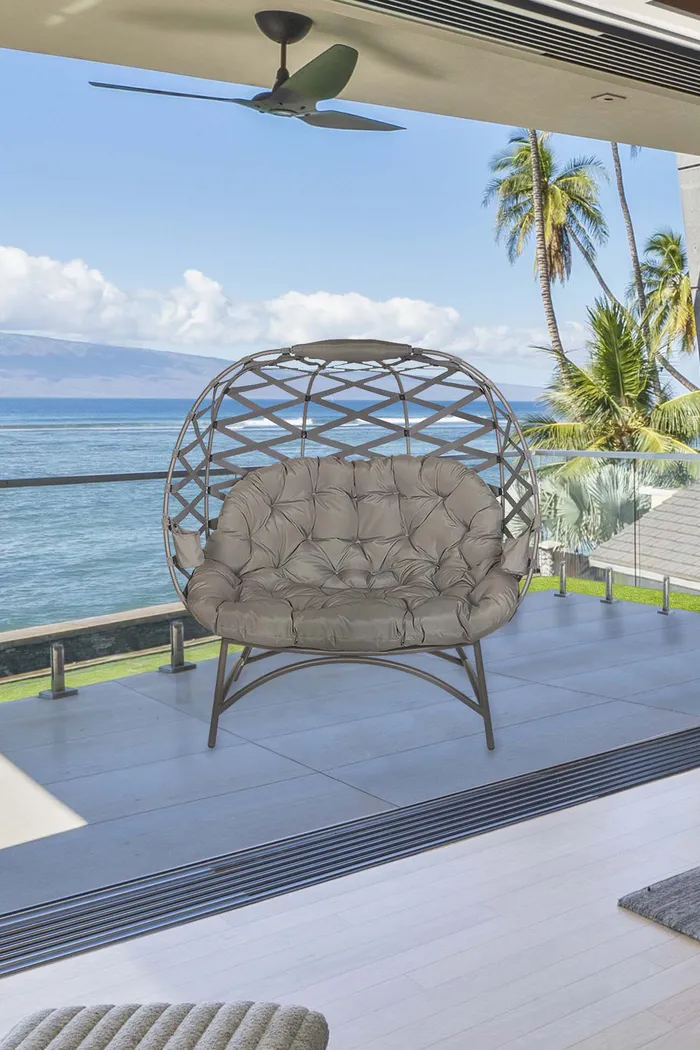 Outdoor Zabolio Beige Loveseat - Thumbnail - Image 9