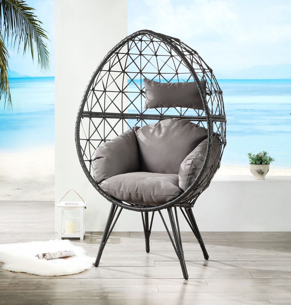 Outdoor Zaelan Black Egg Chair - Thumbnail - Image 2