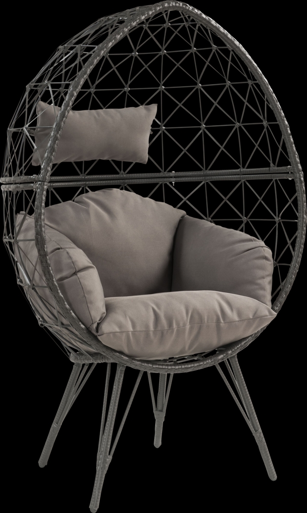 Outdoor Zaelan Black Egg Chair - Thumbnail - Image 1
