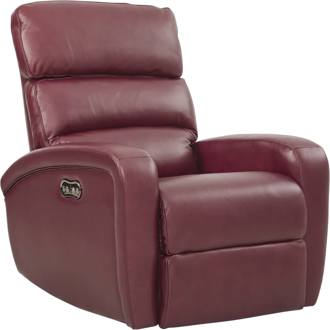 Overtown Burgundy Leather Dual Power Recliner - Thumbnail - Image 1