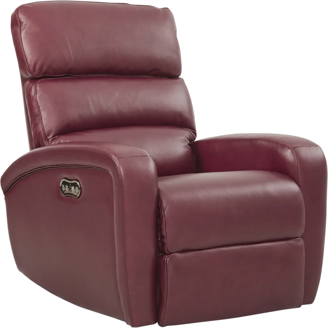 Overtown Burgundy Leather Dual Power Recliner - Thumbnail - Image 1