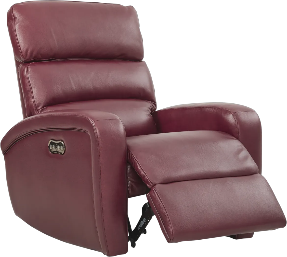 Overtown Burgundy Leather Dual Power Recliner - Thumbnail - Image 2
