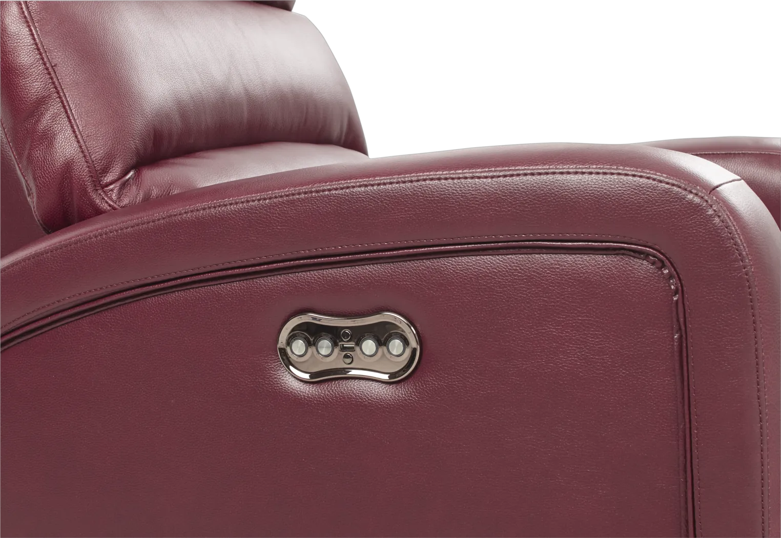 Overtown Burgundy Leather Dual Power Recliner - Thumbnail - Image 3