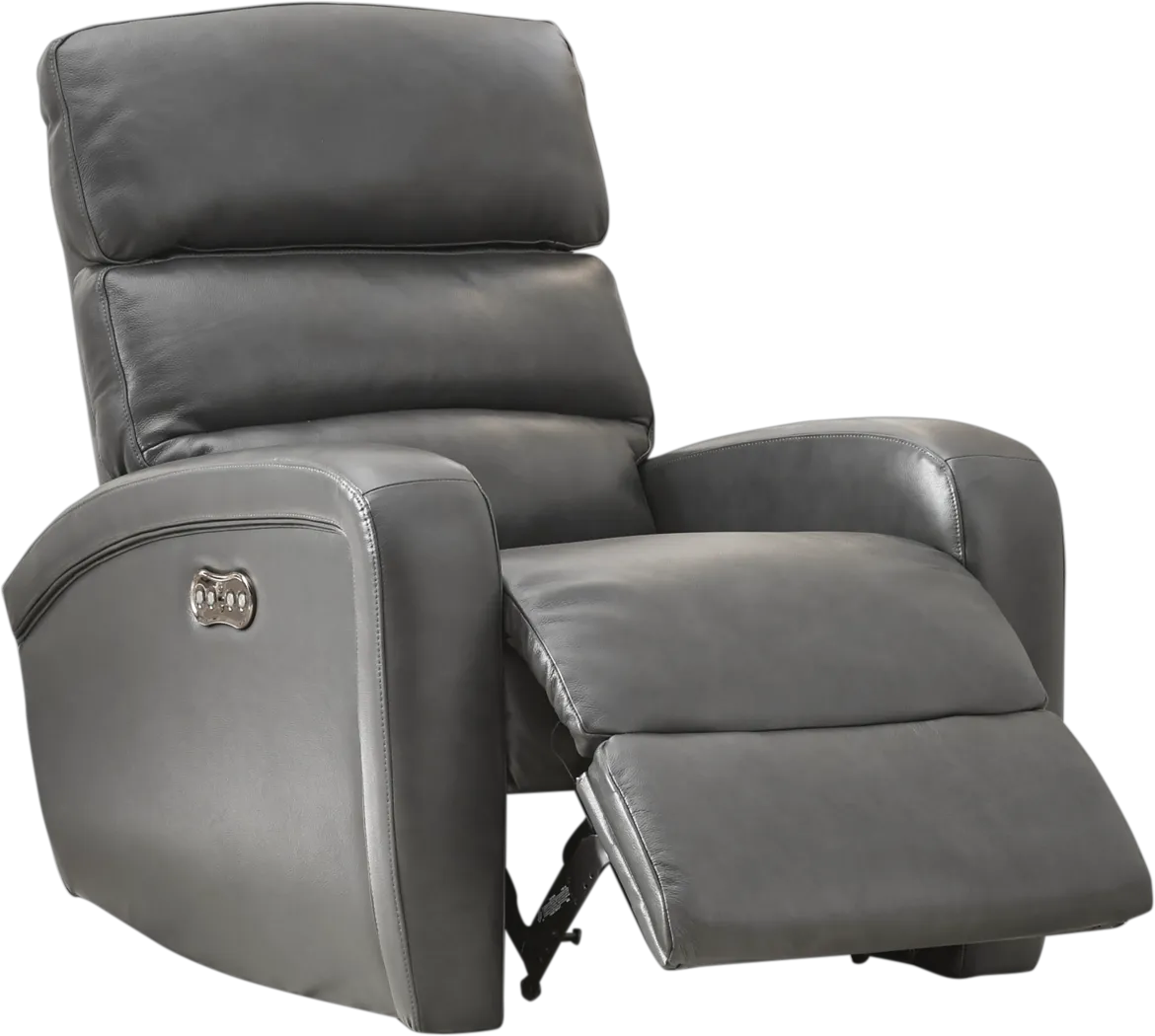 Overtown Gunmetal Leather Dual Power Recliner - Thumbnail - Image 2