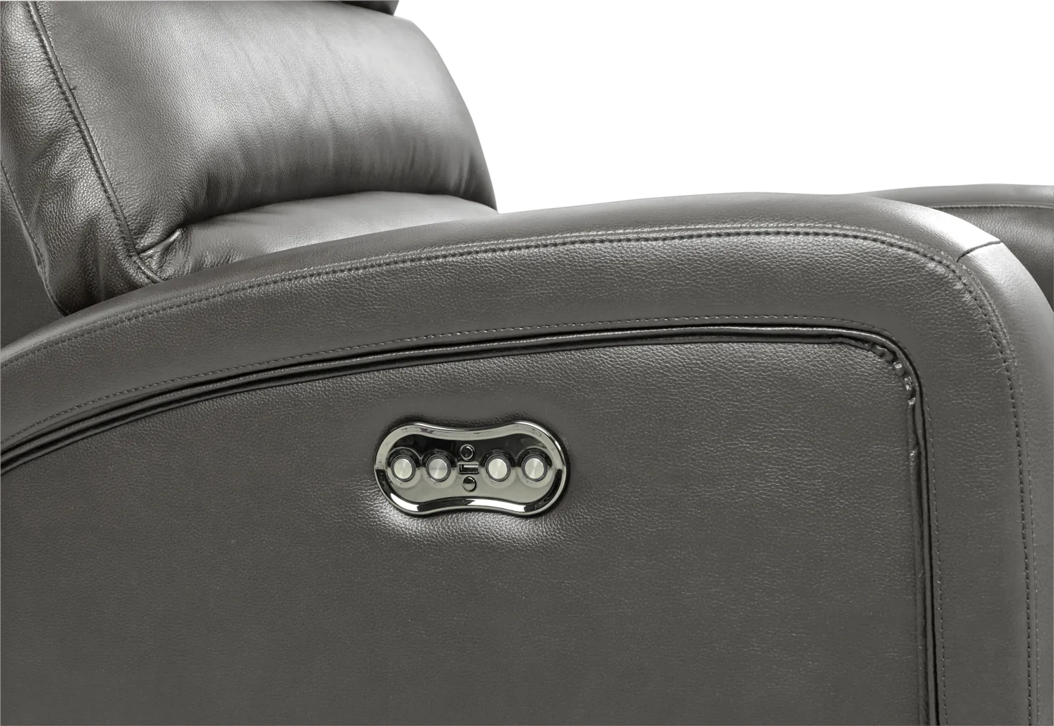 Overtown Gunmetal Leather Dual Power Recliner - Thumbnail - Image 3