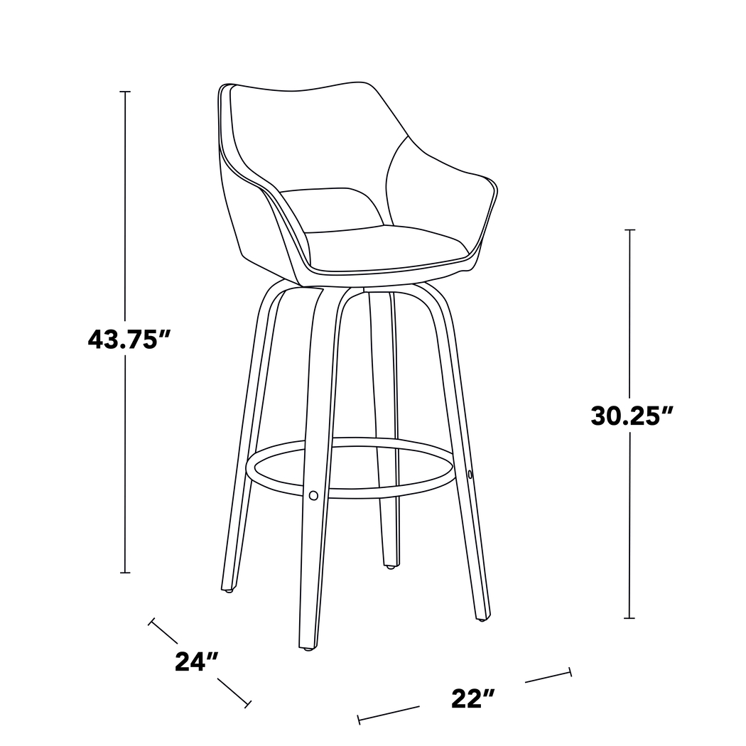 Ovur I Gray Swivel Barstool, Set of 2 - Thumbnail - Image 12