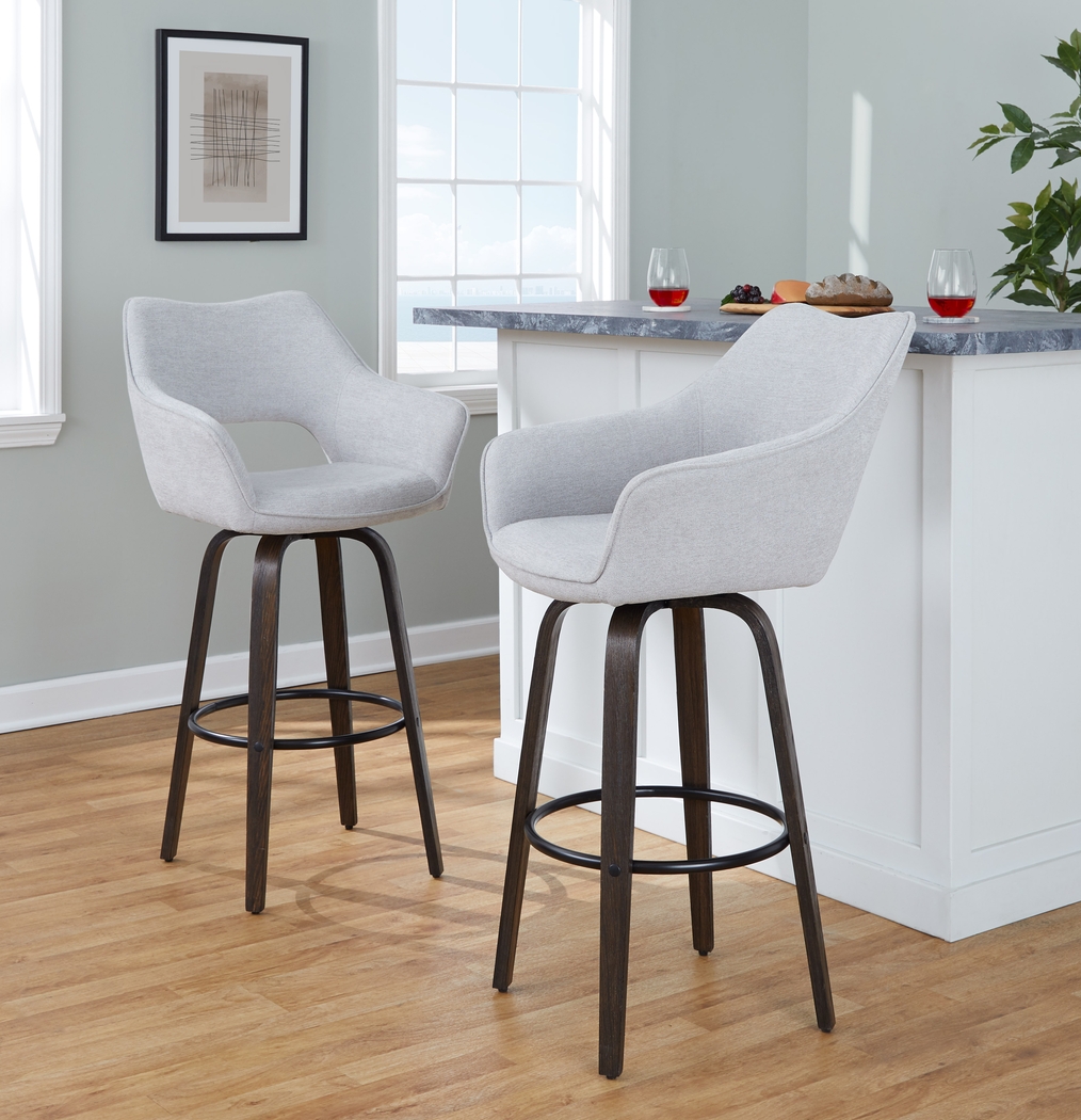 Ovur I Gray Swivel Barstool, Set of 2 - Thumbnail - Image 3