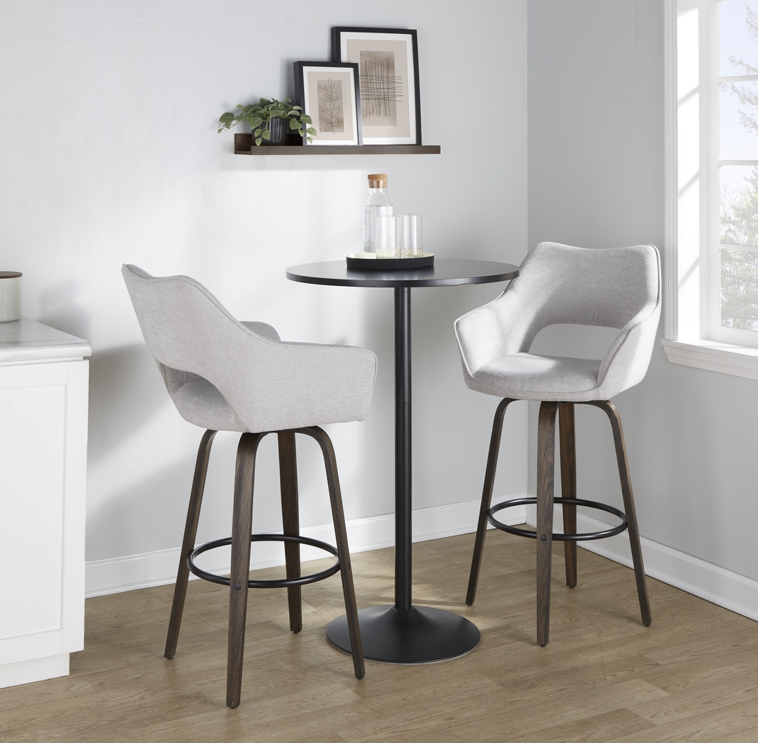 Ovur I Gray Swivel Barstool, Set of 2 - Thumbnail - Image 4