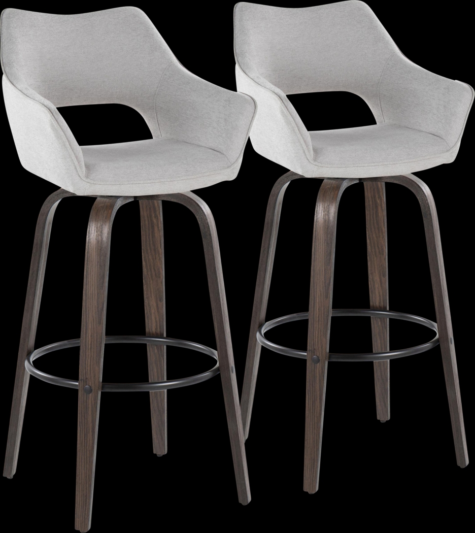 Ovur I Gray Swivel Barstool, Set of 2 - Thumbnail - Image 1