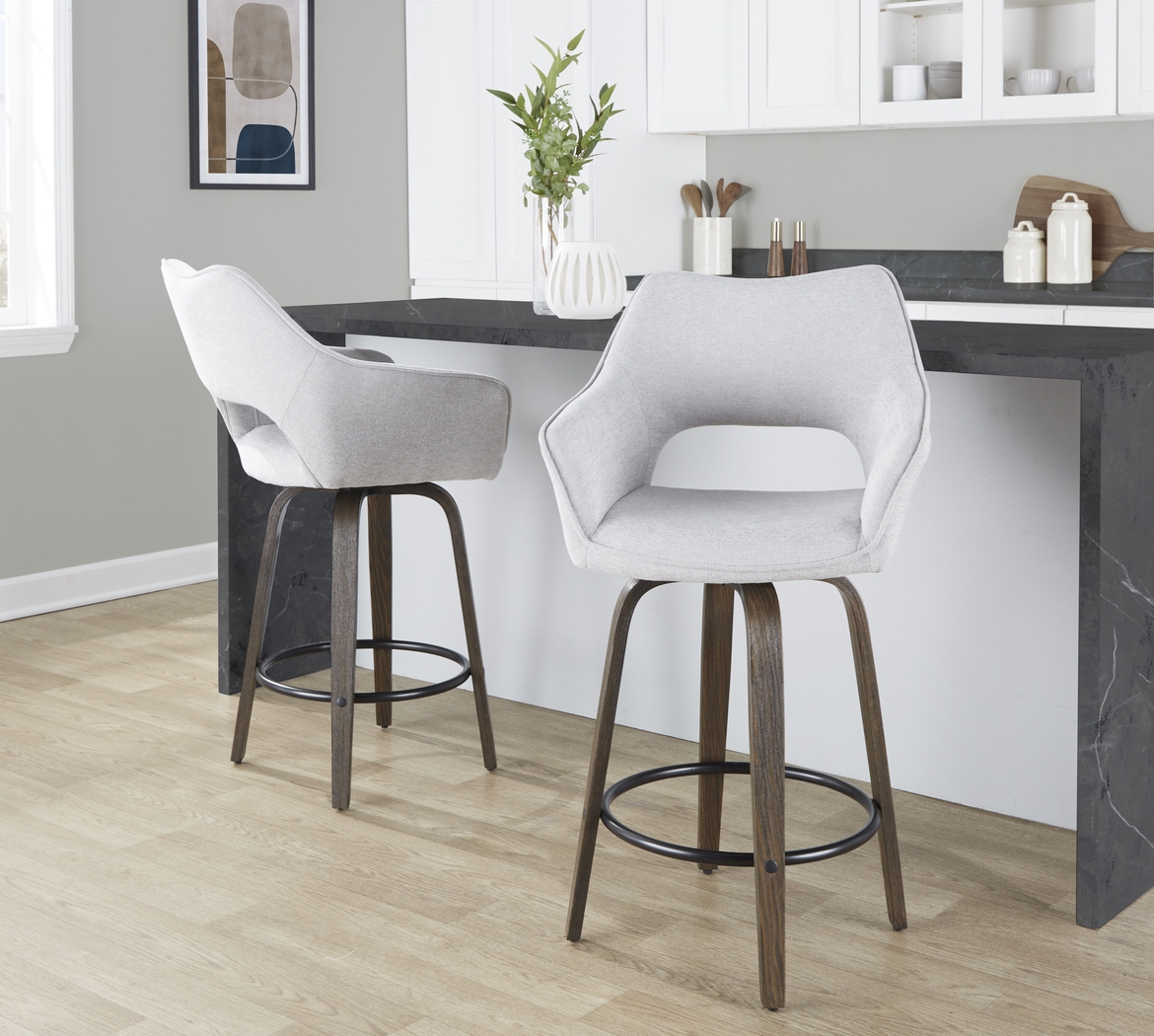 Ovur I Gray Swivel Counter Height Stool, Set of 2 - Thumbnail - Image 2