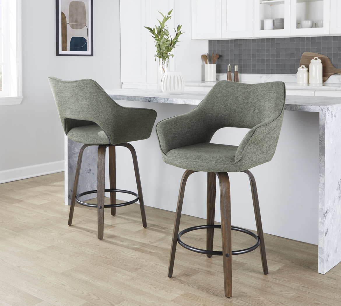 Ovur I Green Swivel Counter Height Stool, Set of 2 - Thumbnail - Image 3