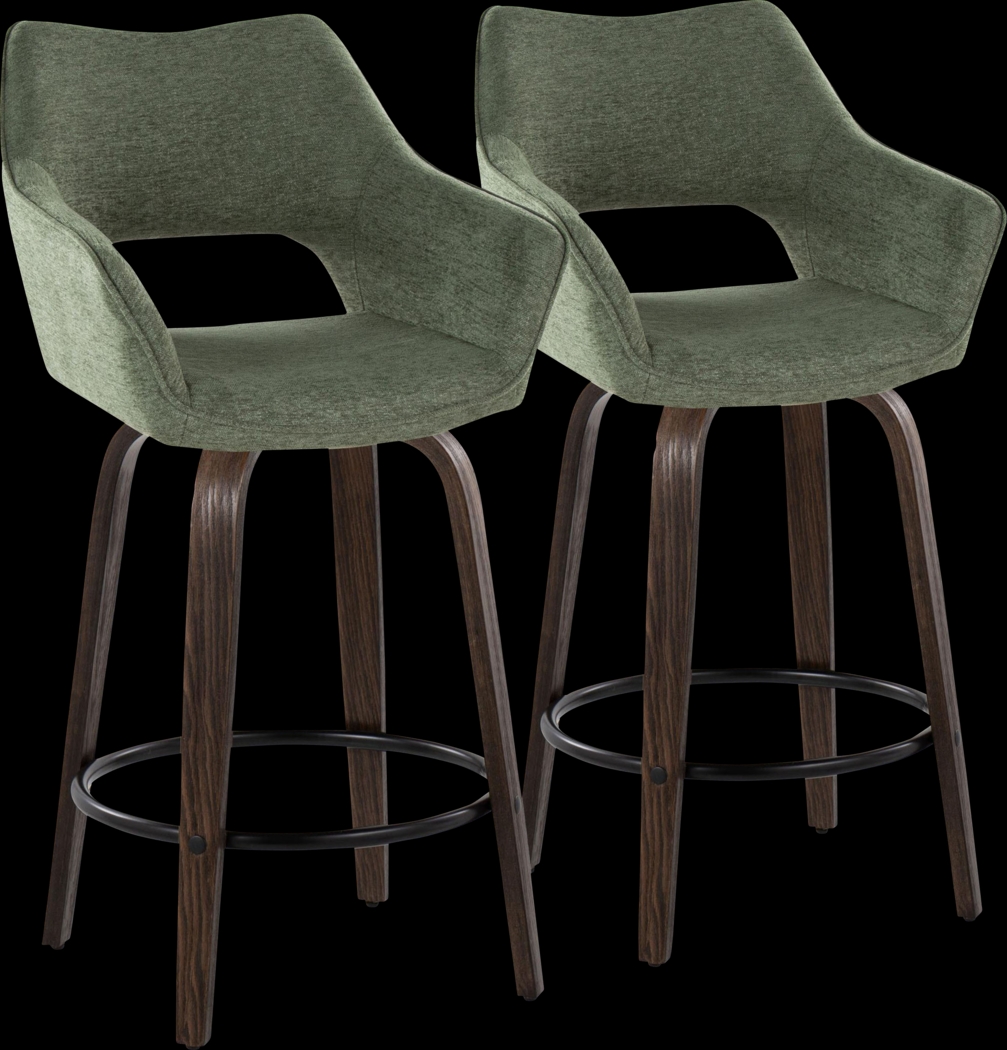 Ovur I Green Swivel Counter Height Stool, Set of 2 - Thumbnail - Image 1