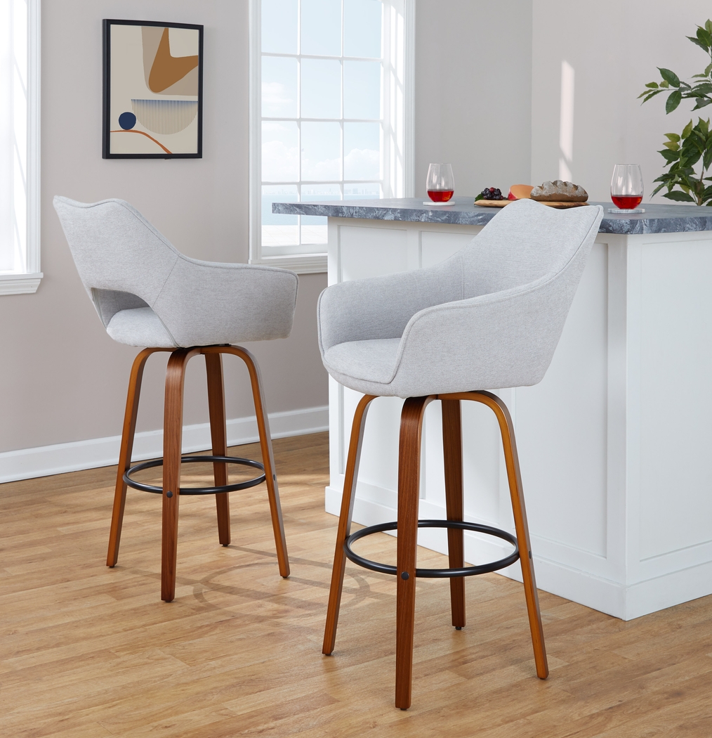 Ovur II Gray Swivel Barstool, Set of 2 - Thumbnail - Image 2