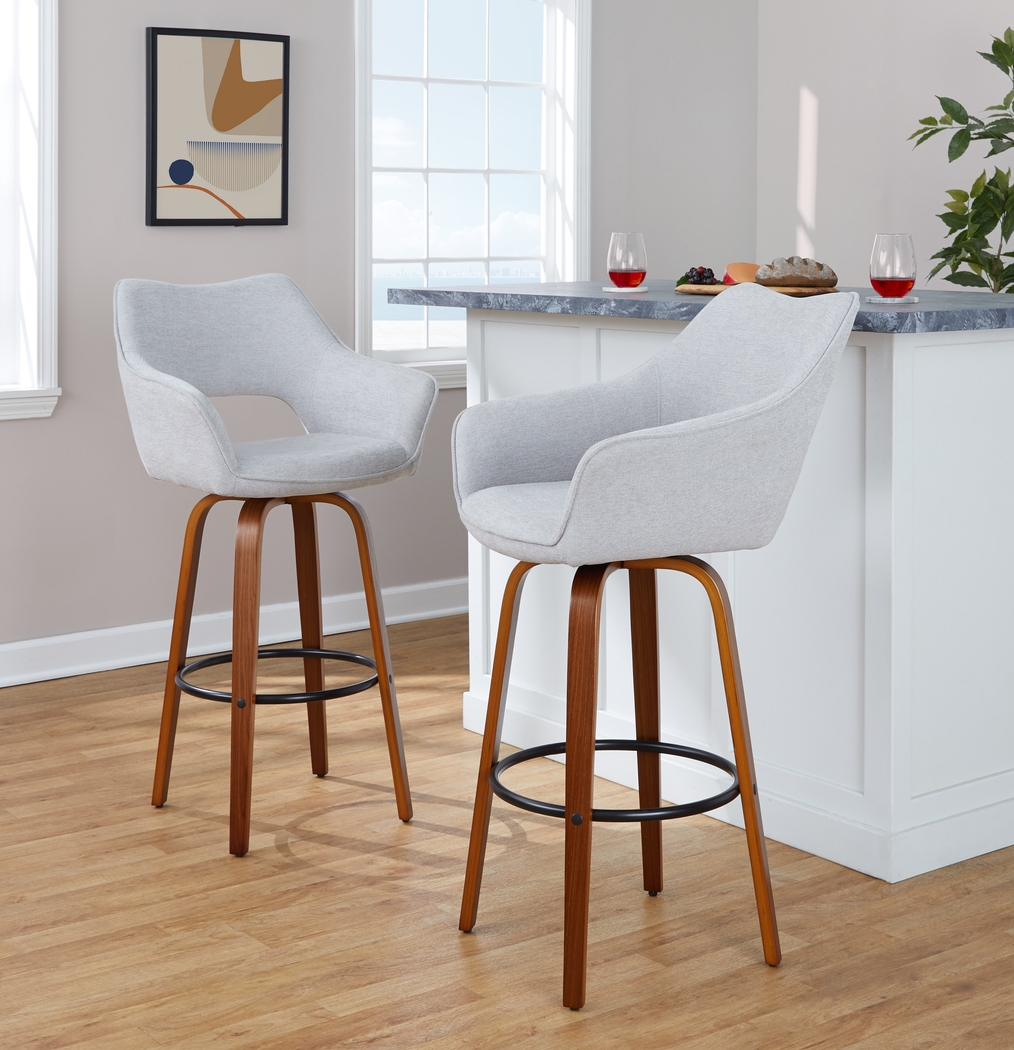 Ovur II Gray Swivel Barstool, Set of 2 - Thumbnail - Image 3