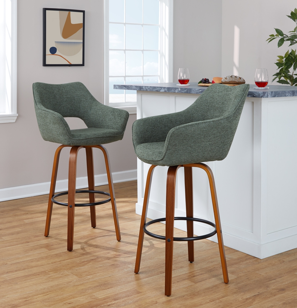 Ovur II Green Swivel Barstool, Set of 2 - Thumbnail - Image 3