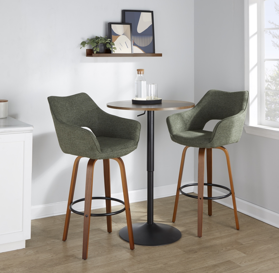 Ovur II Green Swivel Barstool, Set of 2 - Thumbnail - Image 4