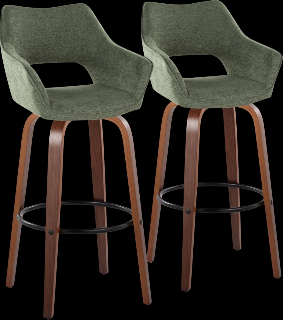 Ovur II Green Swivel Barstool, Set of 2 - Thumbnail - Image 1