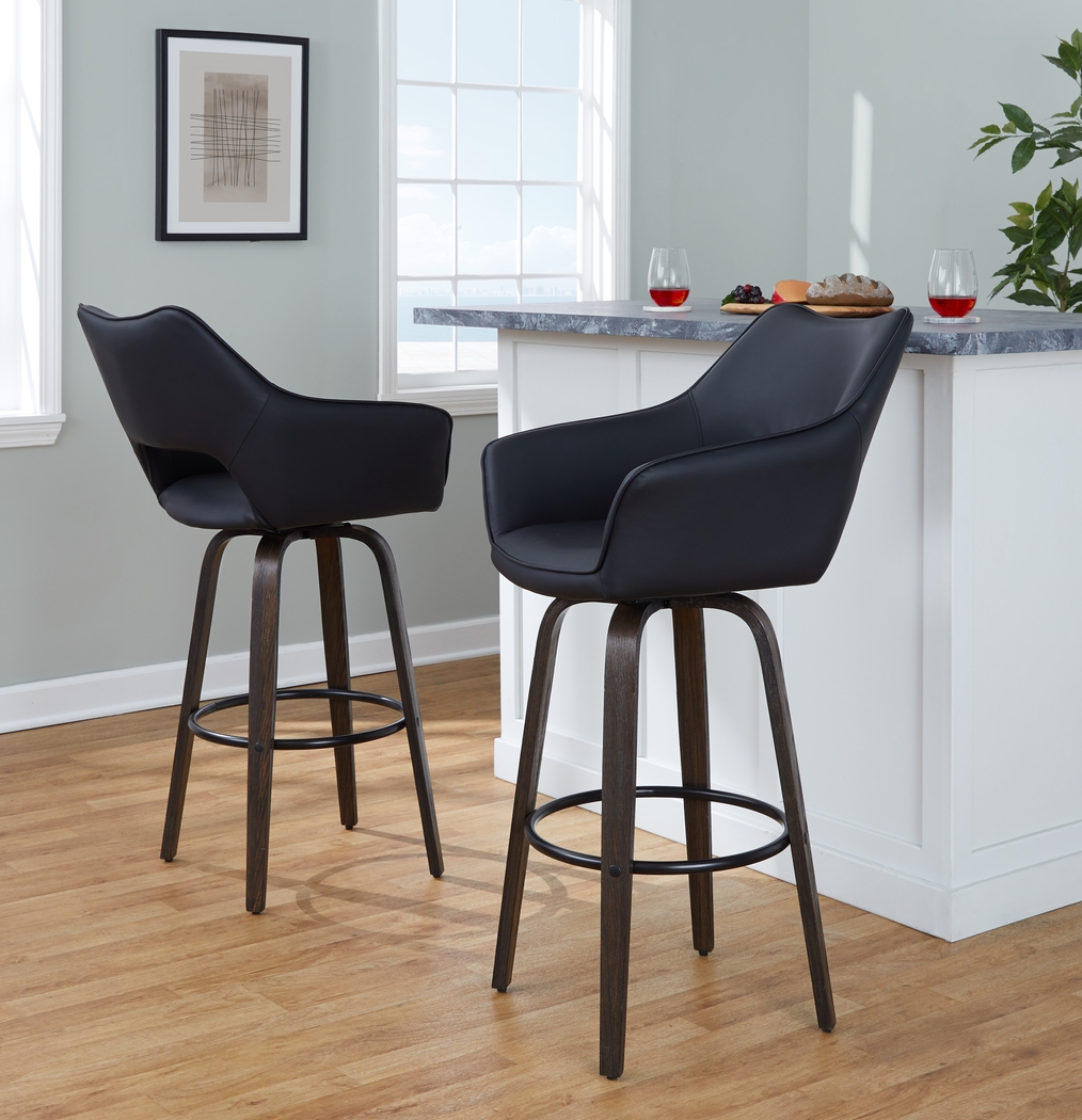 Ovur III Black Swivel Barstool, Set of 2 - Thumbnail - Image 2