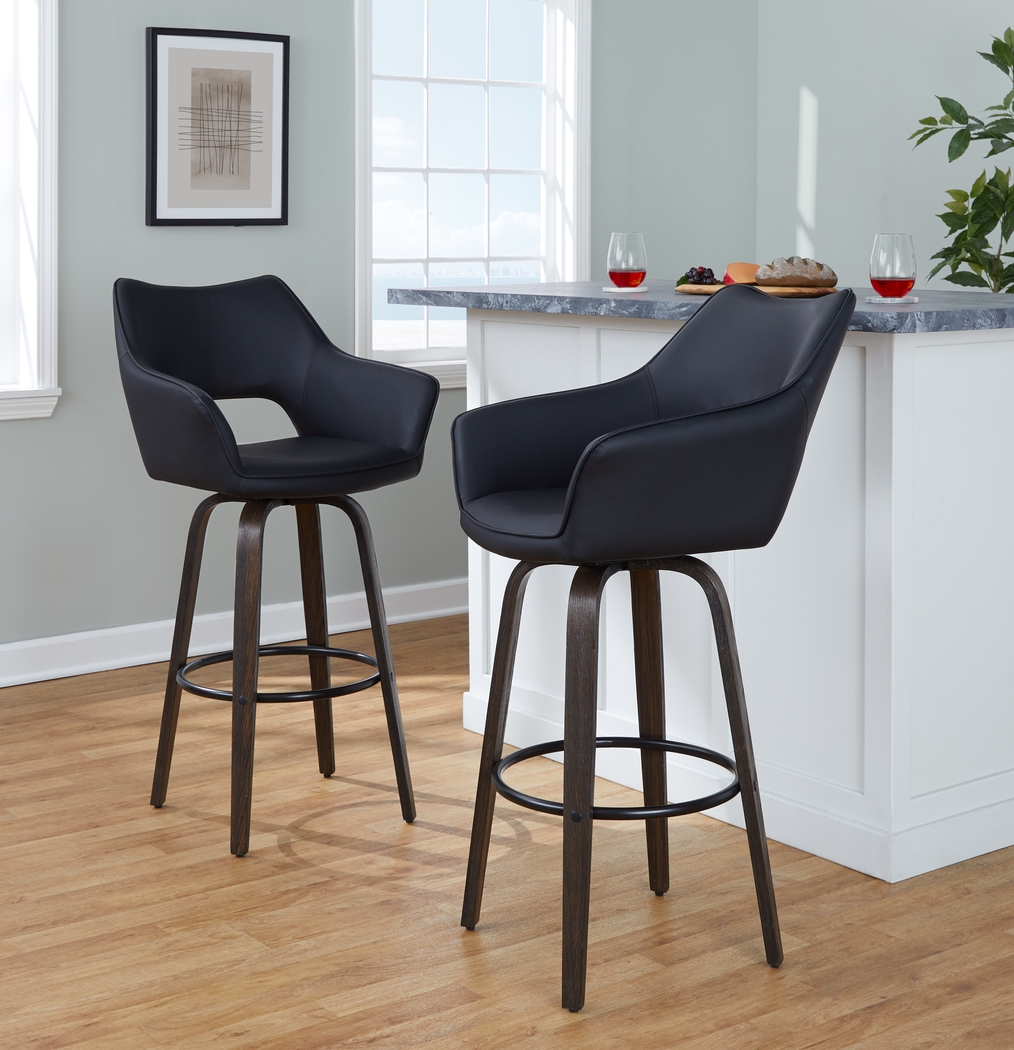 Ovur III Black Swivel Barstool, Set of 2 - Thumbnail - Image 3