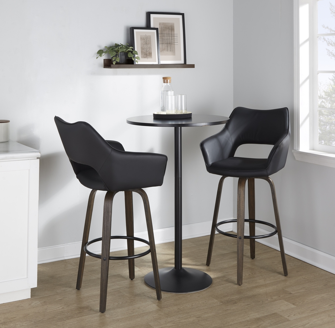 Ovur III Black Swivel Barstool, Set of 2 - Thumbnail - Image 4