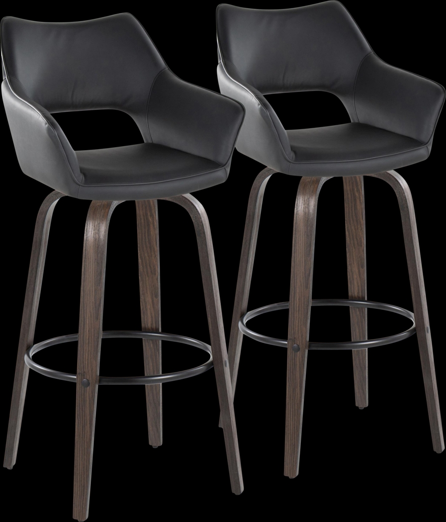 Ovur III Black Swivel Barstool, Set of 2 - Thumbnail - Image 1