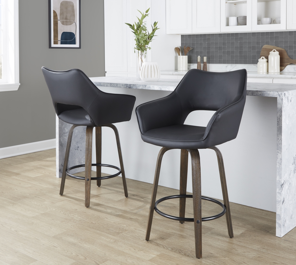Ovur III Black Swivel Counter Height Stool, Set of 2 - Thumbnail - Image 3