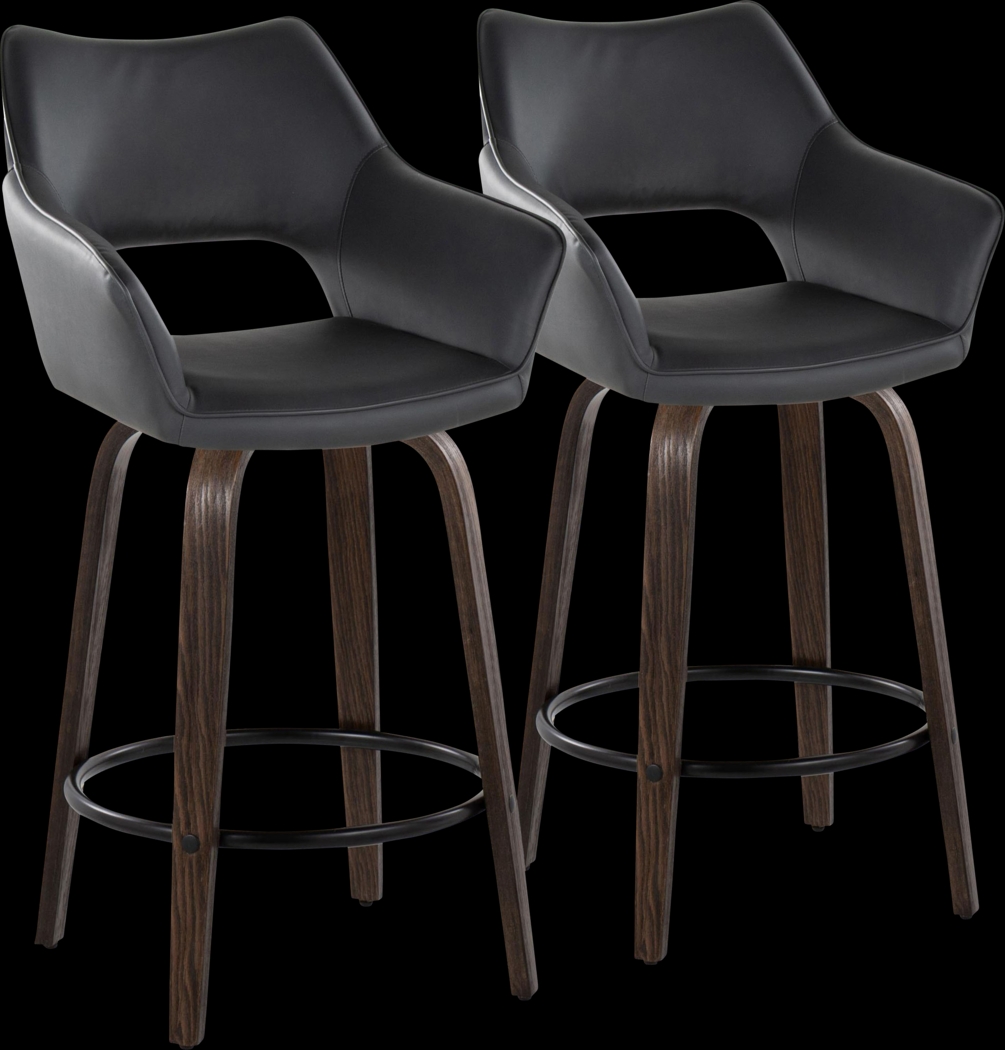 Ovur III Black Swivel Counter Height Stool, Set of 2 - Thumbnail - Image 1