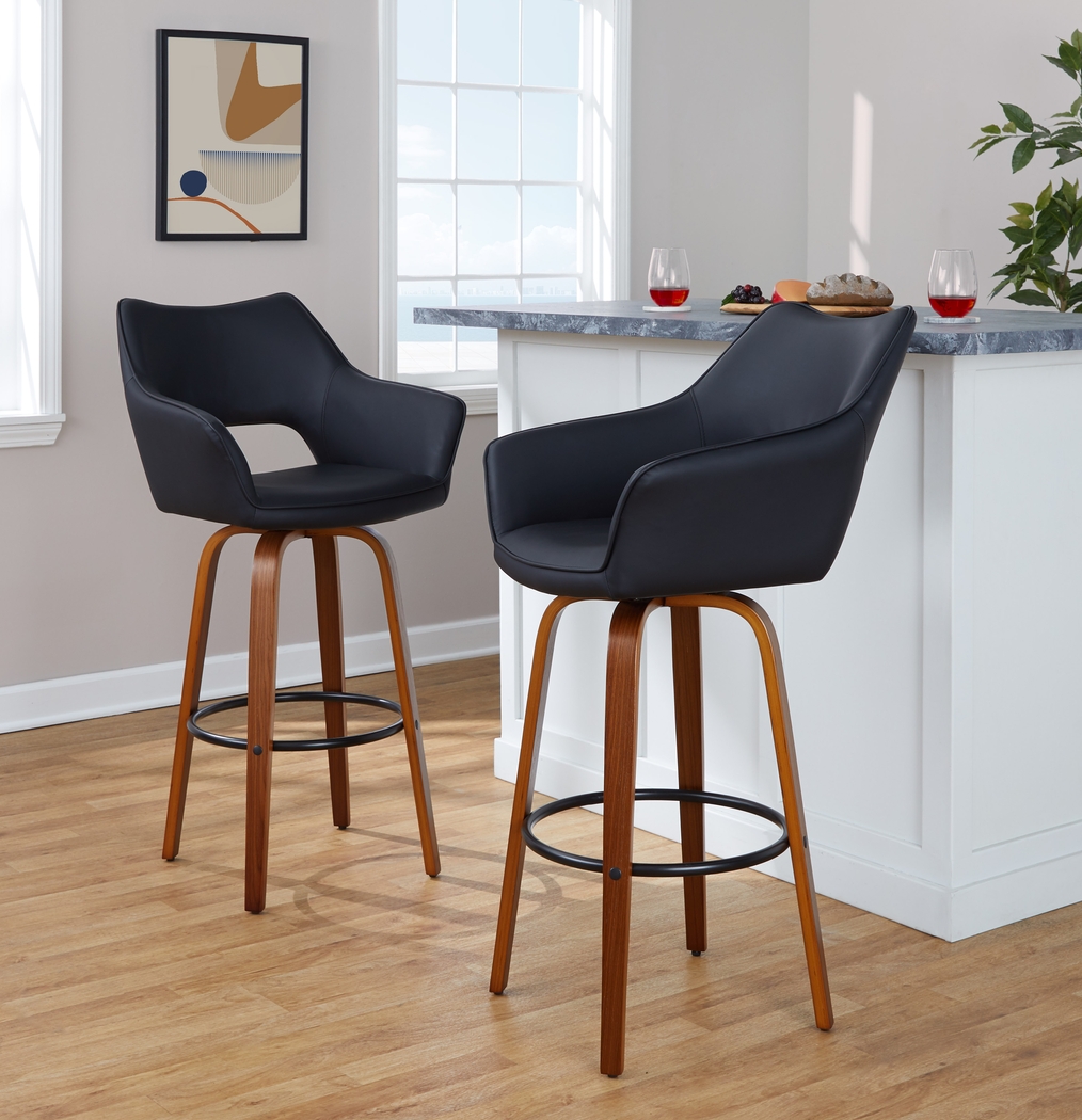 Ovur IV Black Swivel Barstool, Set of 2 - Thumbnail - Image 3