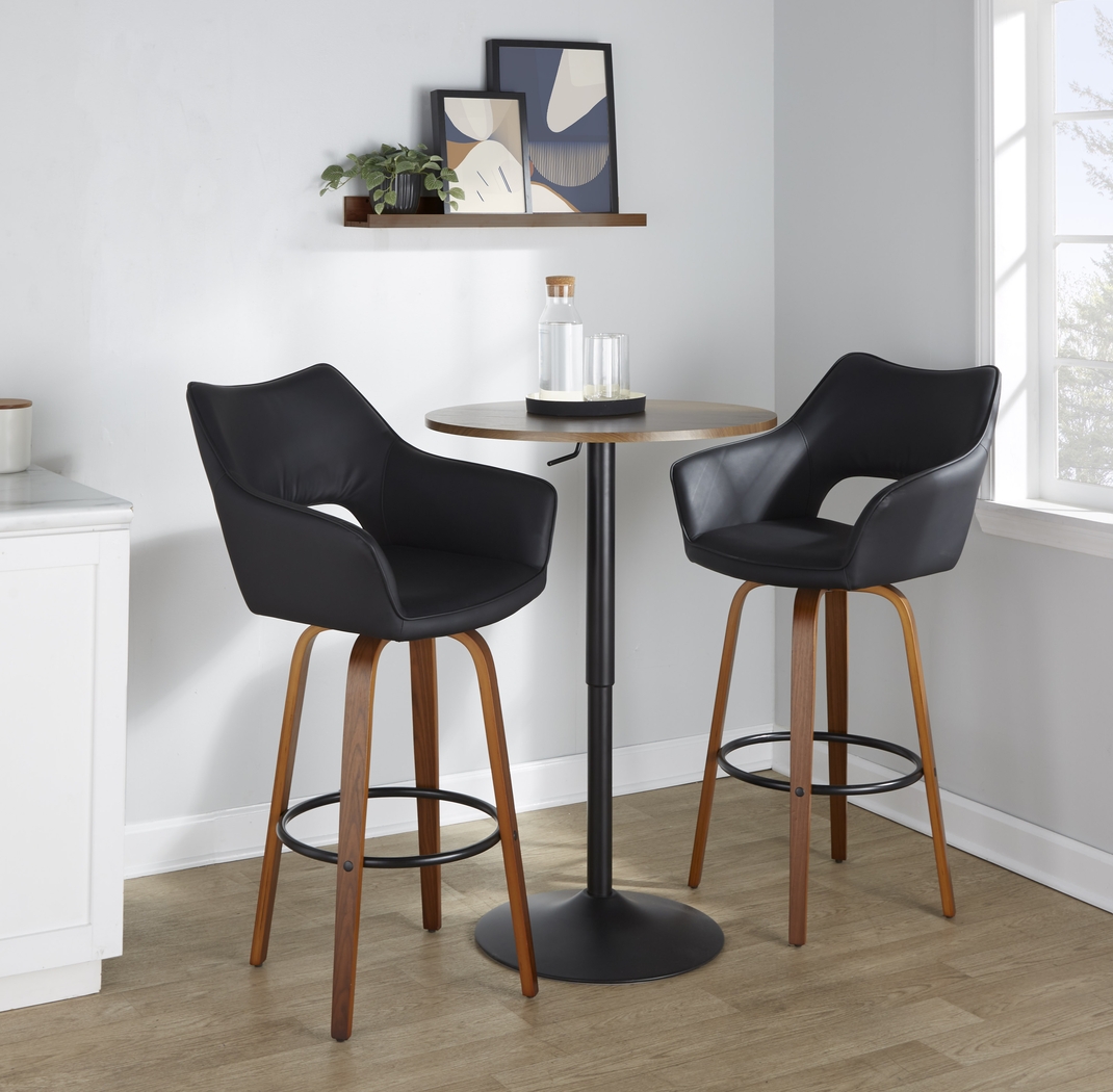 Ovur IV Black Swivel Barstool, Set of 2 - Thumbnail - Image 4