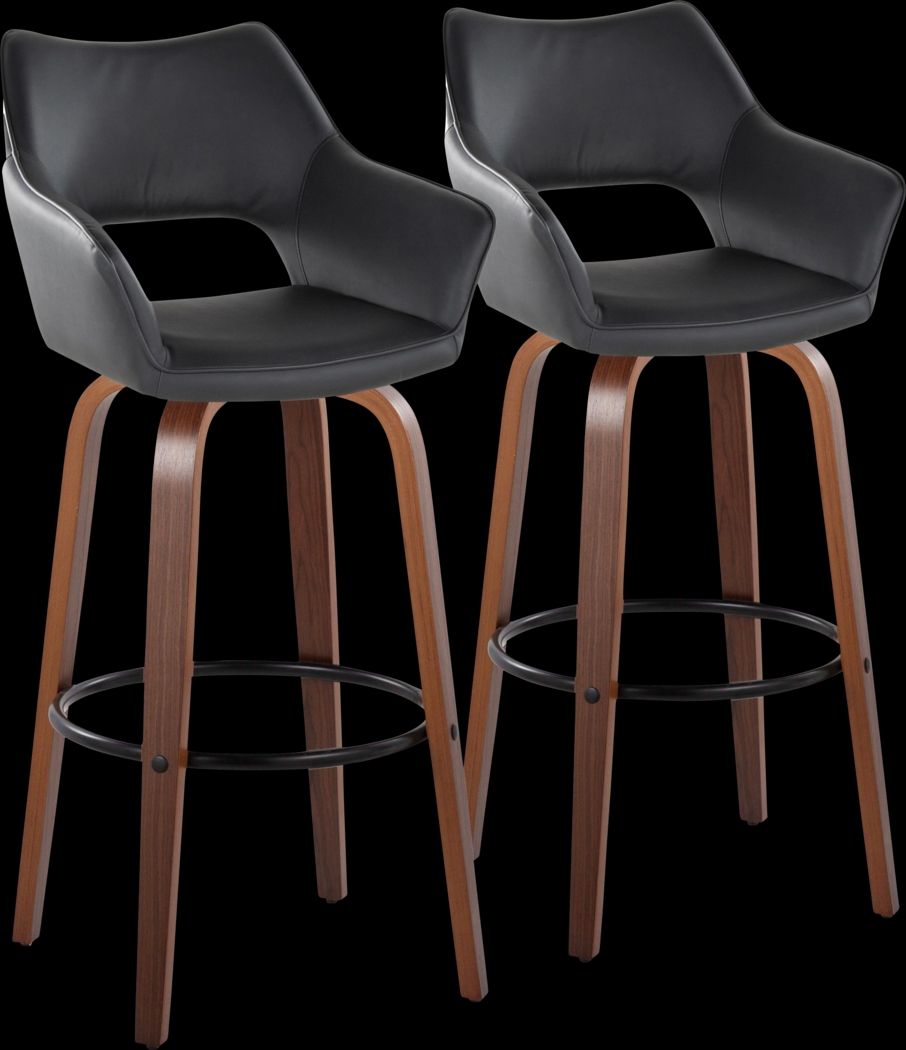 Ovur IV Black Swivel Barstool, Set of 2 - Thumbnail - Image 1