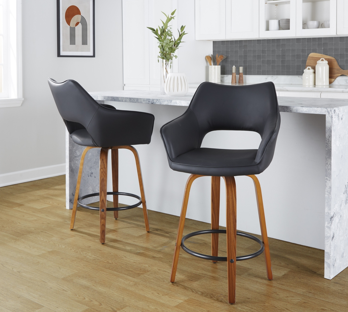 Ovur IV Black Swivel Counter Height Stool, Set of 2 - Thumbnail - Image 2