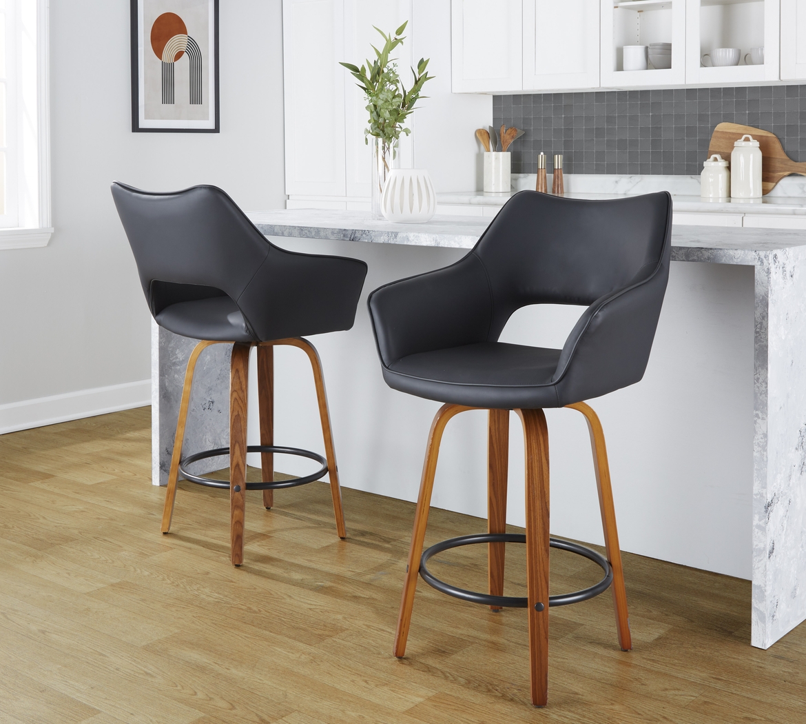 Ovur IV Black Swivel Counter Height Stool, Set of 2 - Thumbnail - Image 3