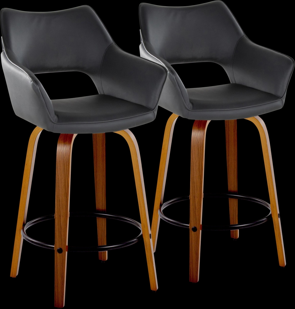 Ovur IV Black Swivel Counter Height Stool, Set of 2 - Thumbnail - Image 1