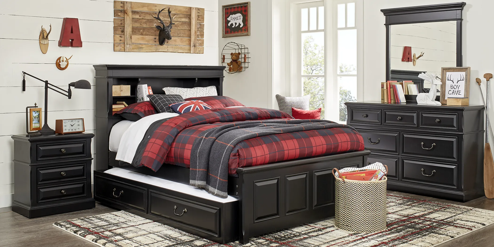 Kids Owens Valley Black 5 Pc Twin Bookcase Bedroom - Thumbnail - Image 1
