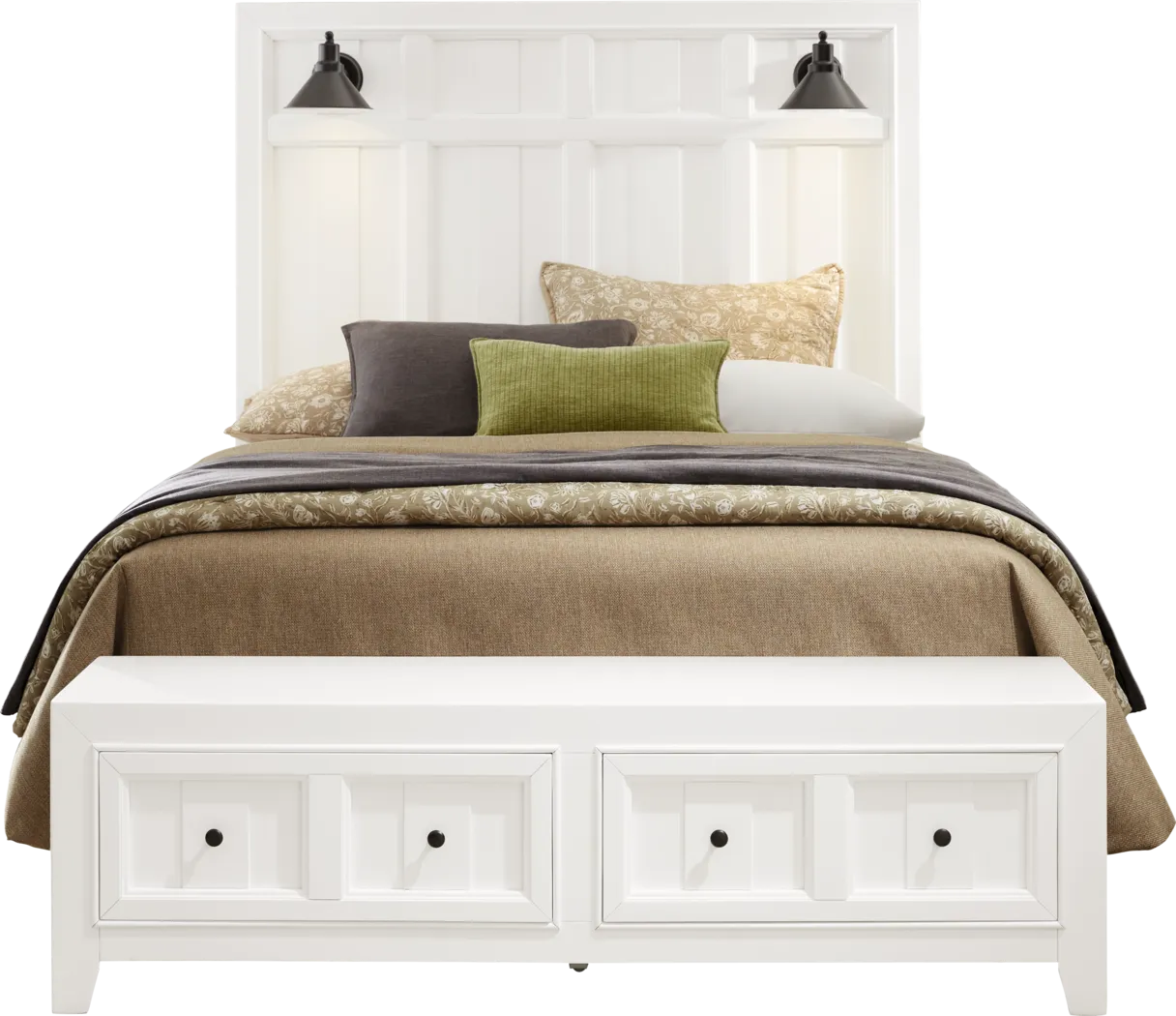 Owings Mill White 3 Pc King Storage Bed - Thumbnail - Image 1