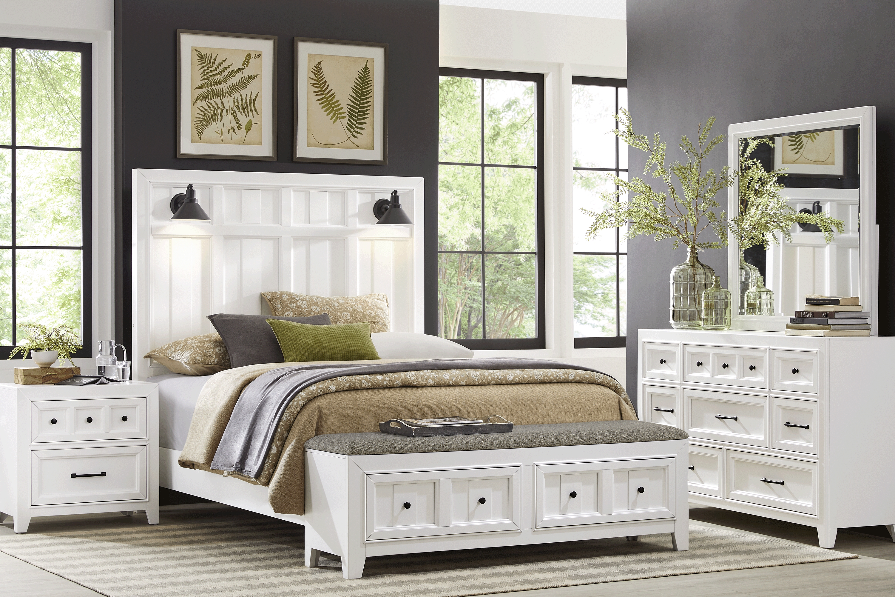 Owings Mill White 5 Pc King Storage Bedroom - Thumbnail - Image 1