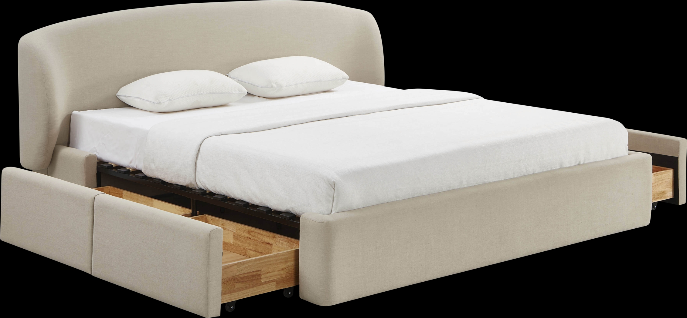 Owlair Cream King Storage Bed - Thumbnail - Image 1