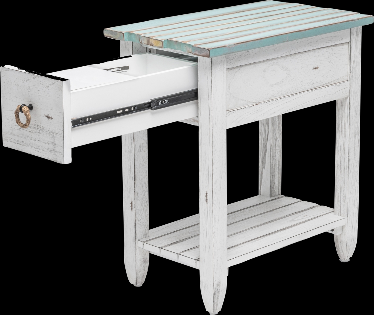 Owoth Blue/White Small Chairside Table - Thumbnail - Image 2