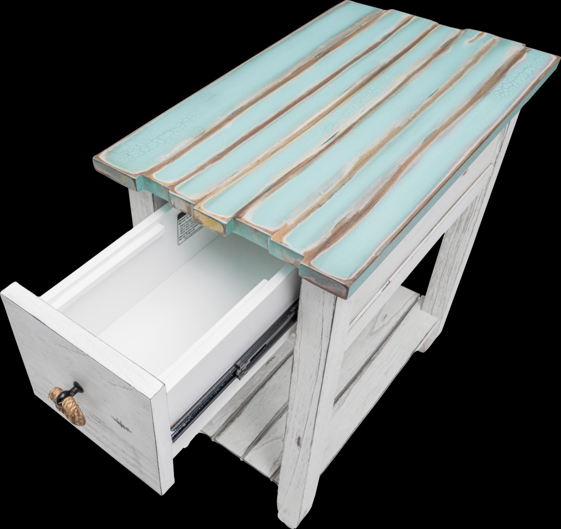 Owoth Blue/White Small Chairside Table - Thumbnail - Image 15