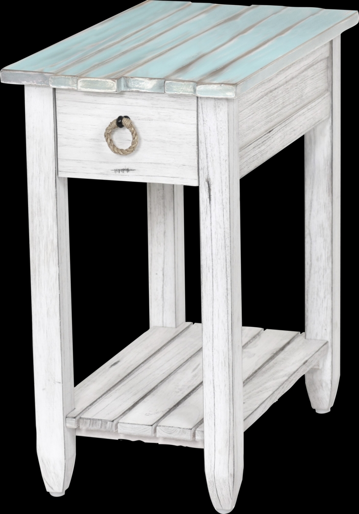 Owoth Blue/White Small Chairside Table - Thumbnail - Image 1