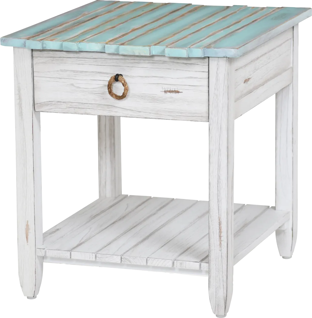 Owoth Blue/White Large End Table - Thumbnail - Image 1