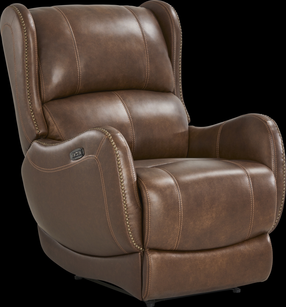 Oxford Square Brown Dual Power Recliner - Thumbnail - Image 1