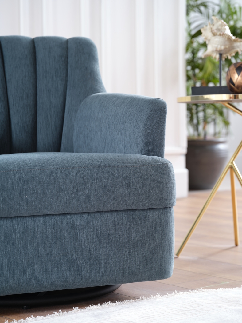 Oxon Blue Swivel Accent Chair - Thumbnail - Image 6