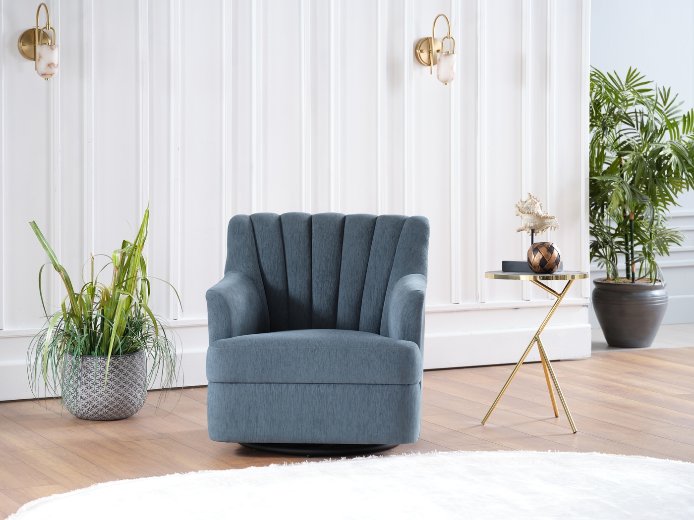Oxon Blue Swivel Accent Chair - Thumbnail - Image 7
