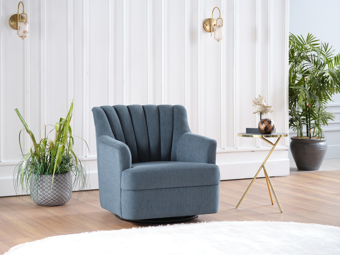 Oxon Blue Swivel Accent Chair - Thumbnail - Image 8