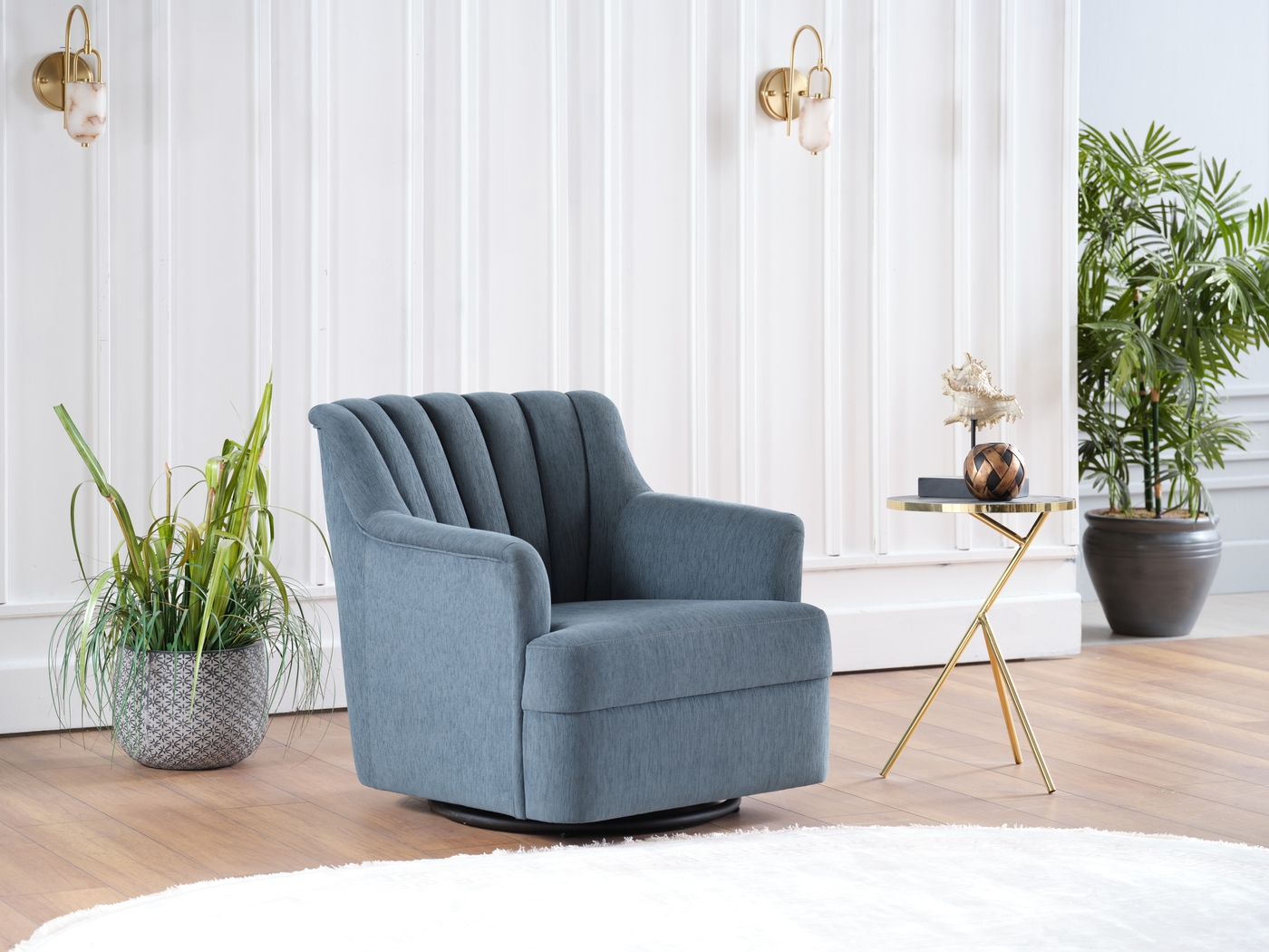 Oxon Blue Swivel Accent Chair - Thumbnail - Image 9